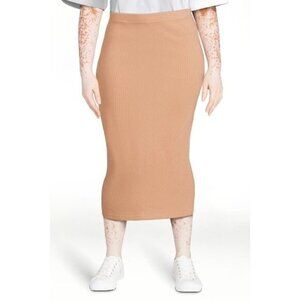 Women's Pull-On Ribbed Midi Skirt‎ Large by Time & Tru